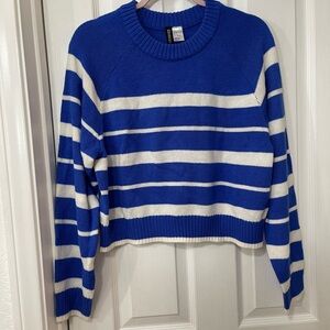 H&M Royal Blue and white Striped Sweater
